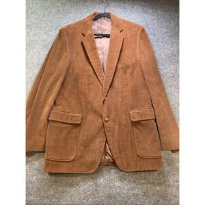 Vintage Jordache Mens Blazer 46L Brown 2 Button Jacket Corduroy Grandpa Core